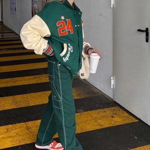 CLOUT "24" Green Varsity Jacket